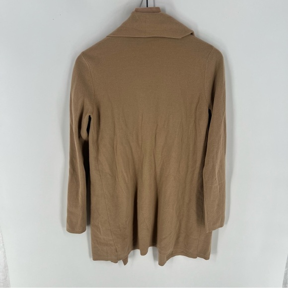 Theory Trincy Cardigan in Sandstorm Wool Long Sleeve Draped Open Front Longline - Picture 12 of 16